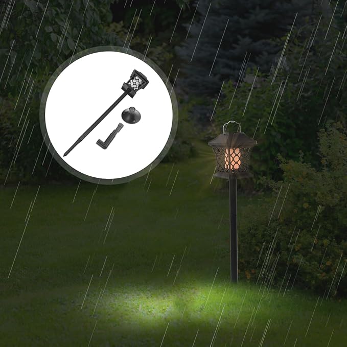 Flame Solar Lights Outdoor 2 Pcs Solar Pathway Lights Outdoor 51 LEDs for Garden Walkway Driveway Patio