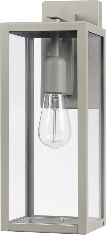 GLOBE Electric 44838 Bowery 1-Light Outdoor Indoor Wall Sconce, Matte Gray, Clear Glass Shade