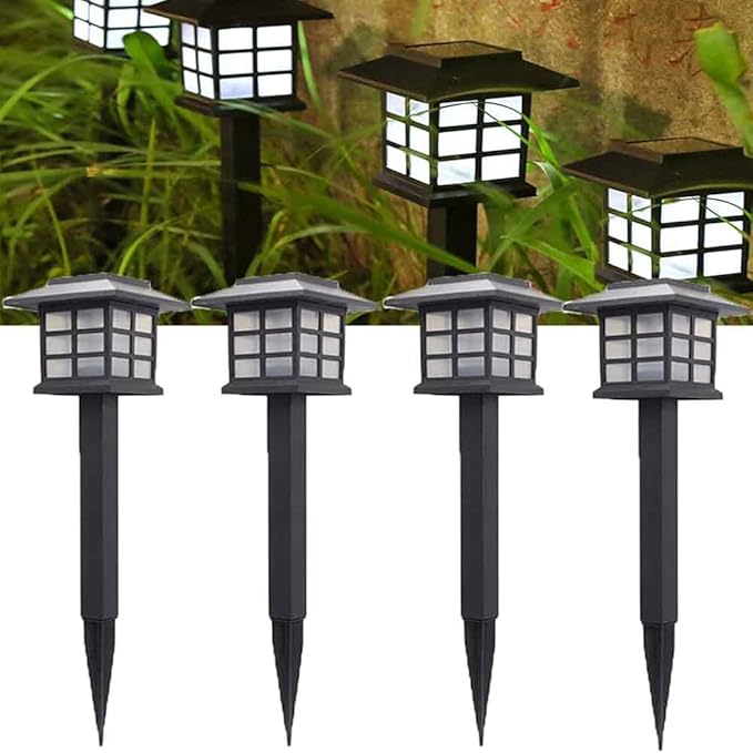 Waterproof Led Solar Lawn Lights Outdoor- Solar Garden Lights - Solar Pathway Lights- Landscape Lights Path Lights for Patio/Lawn/Yard/Landscape Gift White-4 Pack