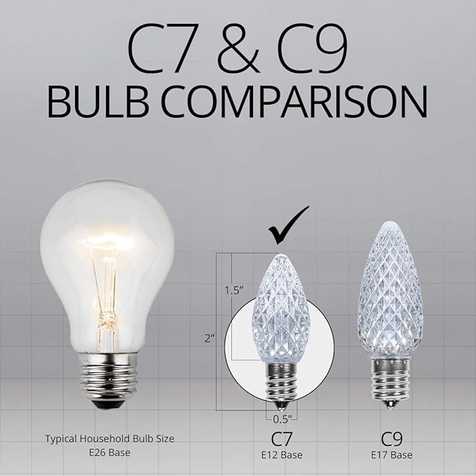 Wintergreen Lighting C7 Opticore Cool White Commercial Christmas Lights Outdoor Holiday Party Patio Bulbs on Heavy | Lumora