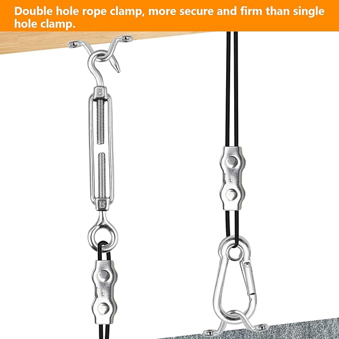 String Lights Hanging Kit with 197Ft Nylon Coated, 304 String Light Cable, Shade Sail Hardware kit, Outdoor Light | Lumora