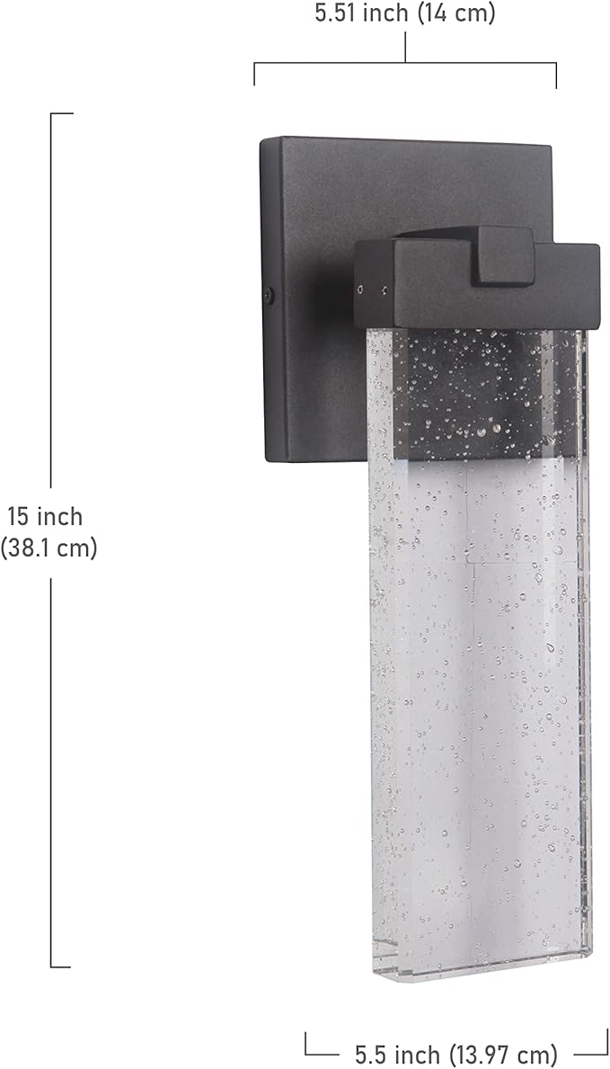 Craftmade Z1604-TB-LED Aria Crystal Outdoor LED Wall Sconce, 1-Light 12 Watt (6"W x 15"H), Textured Matte Black
