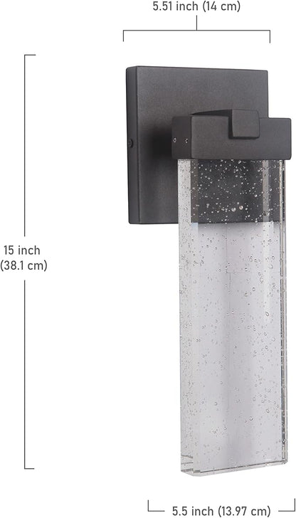 Craftmade Z1604-TB-LED Aria Crystal Outdoor LED Wall Sconce, 1-Light 12 Watt (6"W x 15"H), Textured Matte Black
