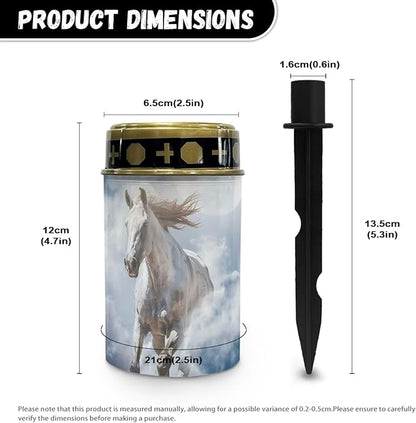 White Horse Cemetery Solar Stake Lights Decorative Solar Pathway Lights Landscape Lights Gravesite Decor for Birthday in Heaven Mothers Day Fathers Day Memrial Day