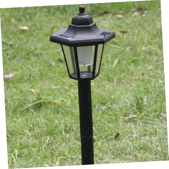 2 Pcs Solar Powered LED Lawn Lights Hexagonal Landscape Pathway Lighting for Garden Patio Outdoor White Light