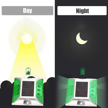 2 Pack LED Solar Outdoor Lights, Waterproof Solar Driveway Lights Pathway Lights Outdoor Lighting Decor for Walkway (Green)