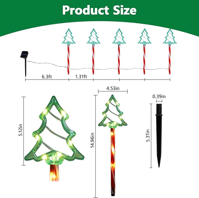 Floor Lamp Solar Christmas Lights 8 Modes Xmas Tree Lights Waterproof Outdoor Decorations Ornament Christmas Lamp Outdoor Lawn Stake Green