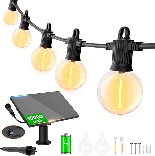 ZOTOYI 150FT Solar String Lights Outdoor Waterproof with USB Port and 73+3 Shatterproof G40 Bulbs, Solar Powered | Lumora