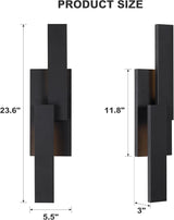 LamQee 24 Inch Aluminum Modern Outdoor Wall Light, 3000K 1000LM 20W Integrated LED, Matte Black Exterior Lighting | Lumora