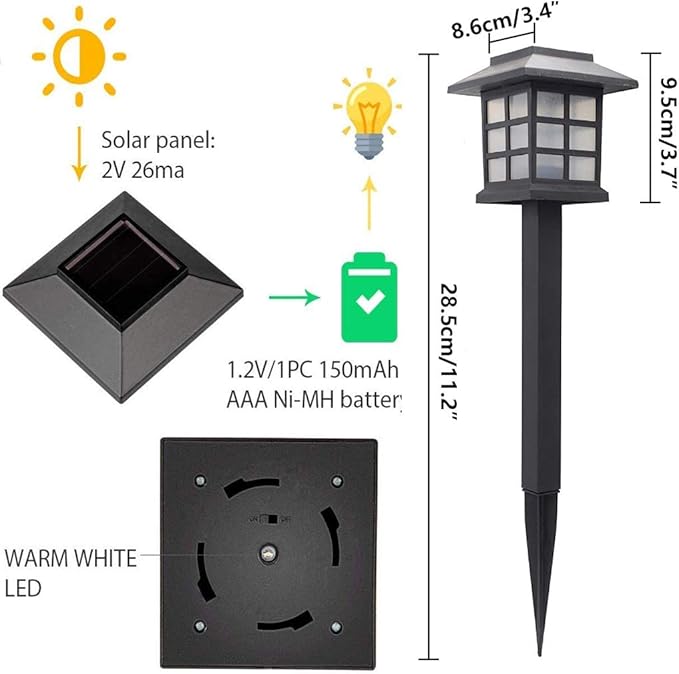 8 Pack Solar Pathway Lights Outdoor, Waterproof Outdoor LED Solar Powered Garden Lights for Lawn, Patio, Yard | Lumora