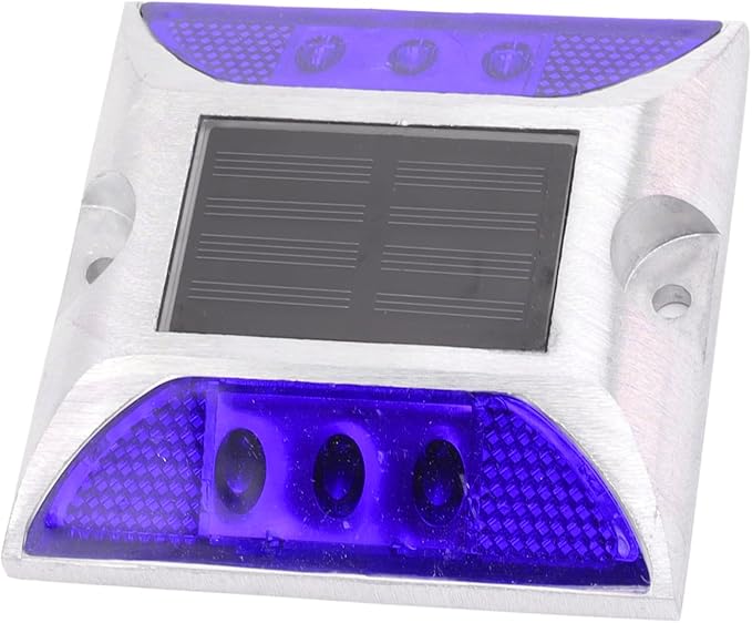 Solar Driveway Lights, Cast Aluminum IP68 Light with 72H Runtime for Pathway and Highway Marking (Blue)