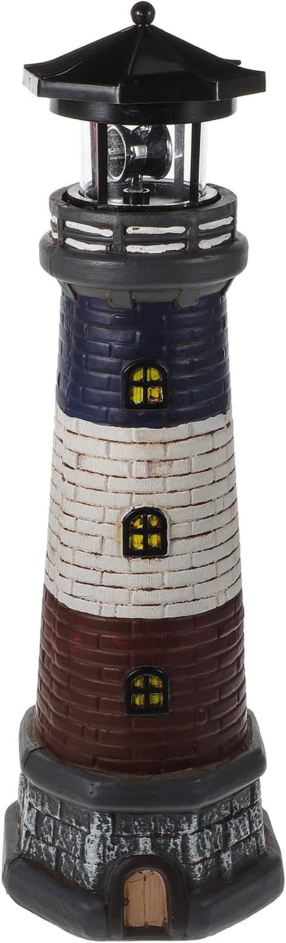DOITOOL Solar Lighthouse Garden Light Outdoor Waterproof Resin Figurine for Yard Lawn Patio Pathway Landscape Decor 4.68 Inch