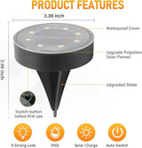 Ground Lights 12 Pack, IP68 Waterproof Solar Disc Lights for Outdoor, Flat Garden Light, In-Ground Light, Landscape | Lumora