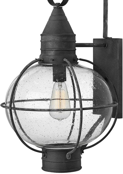 Hinkley Cape Cod 2205DZ Large Outdoor Wall Mount Onion Lantern - Clear Seedy Glass, Wet Rated - Aged Zinc
