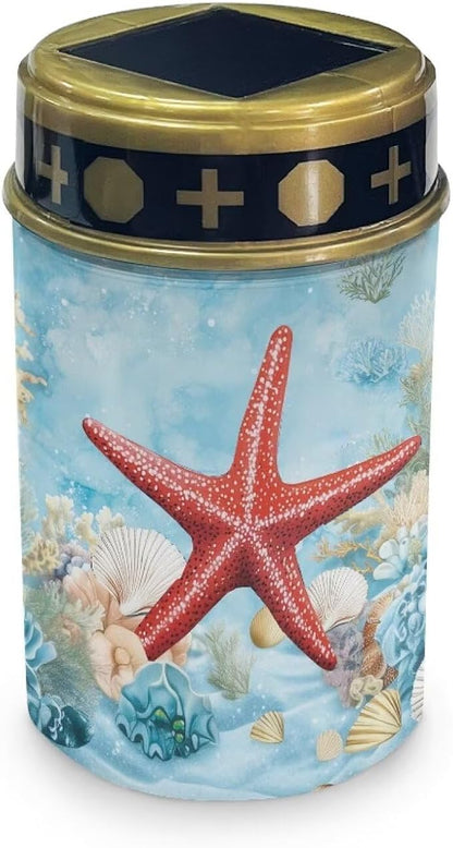 ZOUTAIRONG Red Starfish Solar Glass Light Garden Stake Light, Cemetery Decorations for Grave Outdoor Lights, Garden Lawn Yard Patio Decor-6 Pack