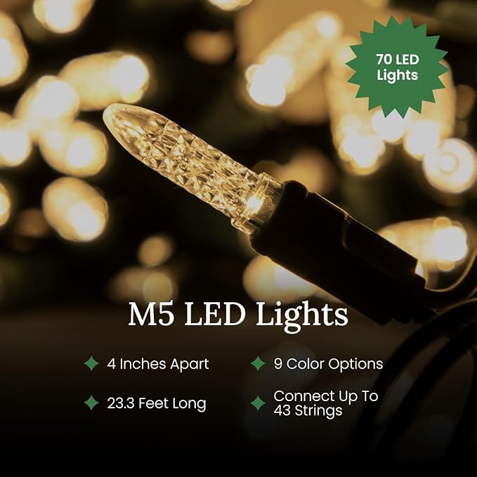 Pro Christmas M5 LED Christmas Lights - 100 Count Mini 5mm String Lights - Professional Grade Indoor/Outdoor Commercial Holiday Light Set for Trees, Bushes, & Décor - Red