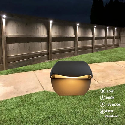 Low Voltage Deck Lights,2.5W 12V AC/DC Aluminum Housing Outdoor Deck Railings Dock Retaining Wall Step Down Lights Warm White Black Color 2 Packs