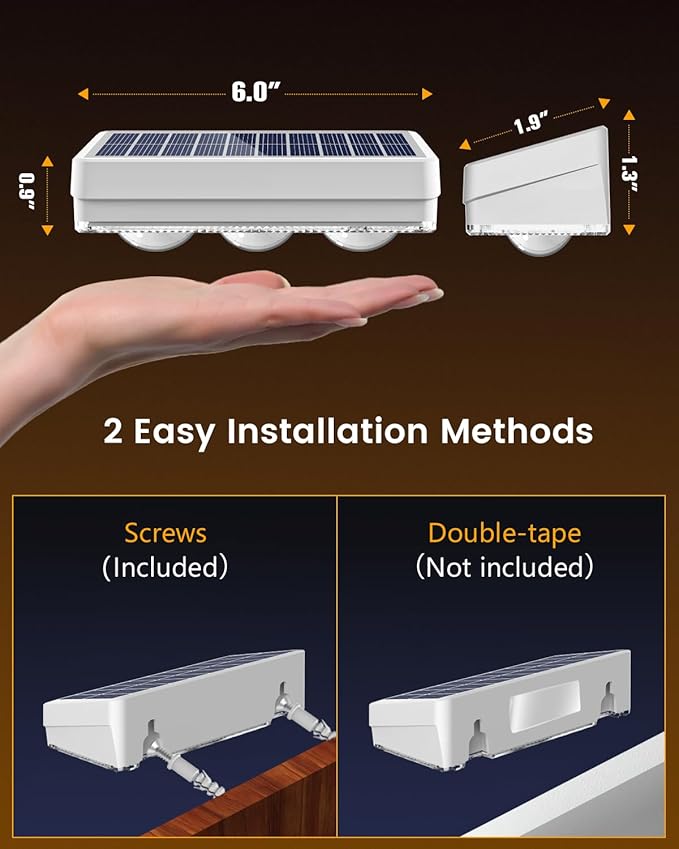 Solar Fence Lights Outdoor Waterproof Led, 8 Pack,1300mAh, 6 Inch Solar Lights for Fence with Warm White & RGB 8 Colors,Outdoor Fence Light Decor for Patio, Backyard, Deck, Railing(White)