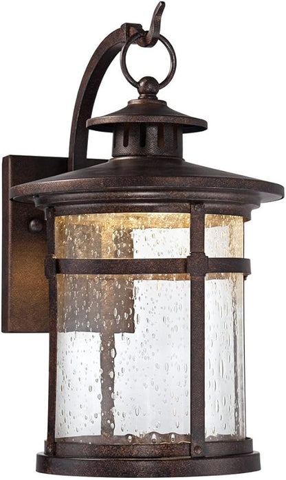 Franklin Iron Works Callaway Rustic Industrial Vintage Outdoor Wall Light Fixture LED Bronze 11 1/2" Clear Seedy Glass for Exterior House Porch Patio Outside Deck Garage Front Door Home