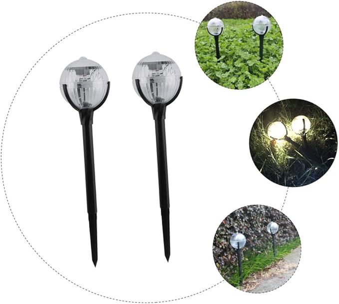 Sewroro 2pcs Solar Lawn Lights with Color-Changing LED Plastic Solar Garden Path Lights for Outdoor Courtyard and Landscape Lighting for Patio and Yard