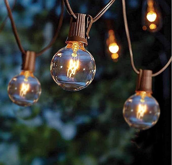 Abeja 25Ft Outdoor Patio String Lights with 27 Clear G40 Bulbs, UL Listed for Porch Bars Deck Wedding Party Markets | Lumora