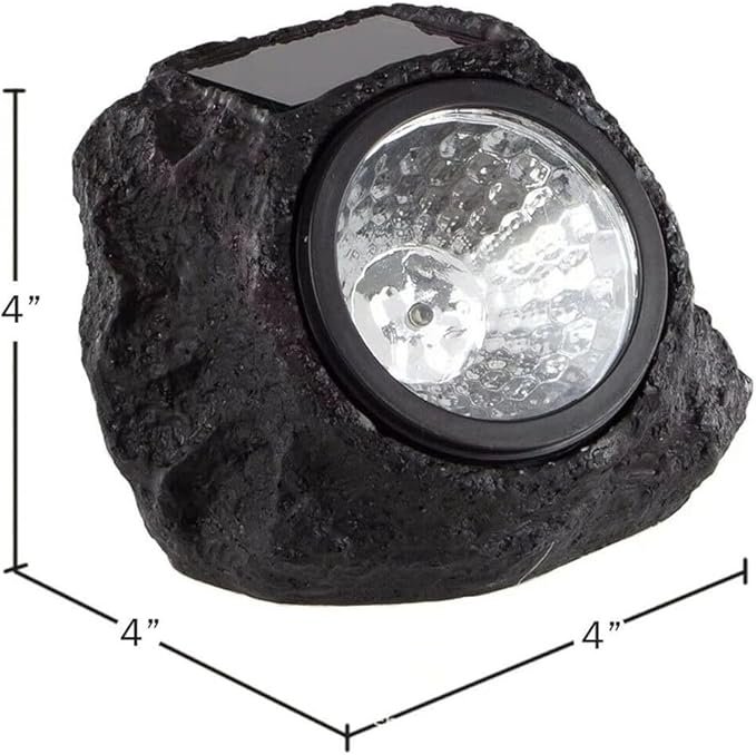 ansu Solar Garden Rock Lights Outdoor Waterproof Landscaping Path Spotlights Decoration, Black