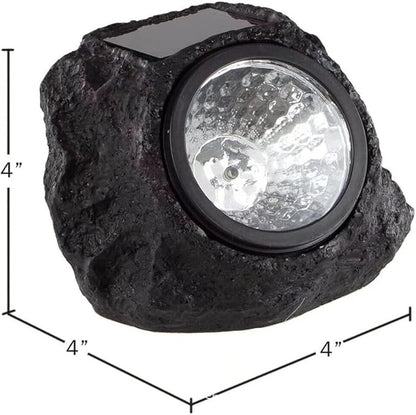 ansu Solar Garden Rock Lights Outdoor Waterproof Landscaping Path Spotlights Decoration, Black