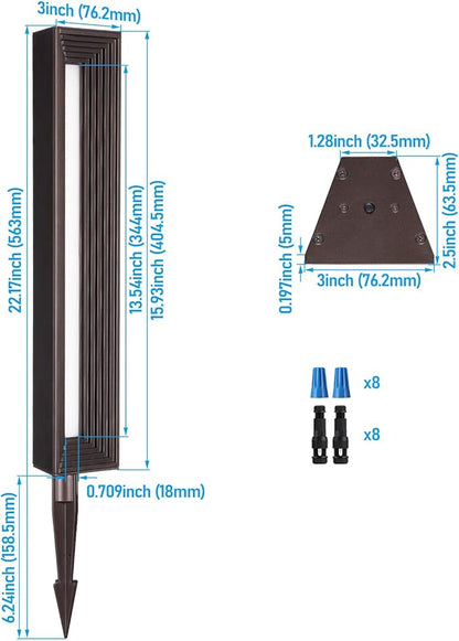 LEONLITE 8 Pack 5CCT Low Voltage Landscape Lights, 7W 12-24V LED Pathway Lights, Die-Casted Aluminum, IP65 for Outdoor Path Sidewalk Walkway, 1800K/2700K/3000K/4000K/5000K, ETL, Oil Rubbed Bronze