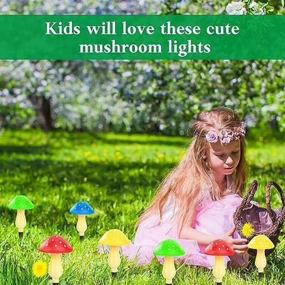 Generic Mushroom Solar Lights Outdoor, Waterproof Mushroom Landscape Lights 8 Lighting Modes Mushroom Garden Fairy Lights (Multi, 3 Pack)