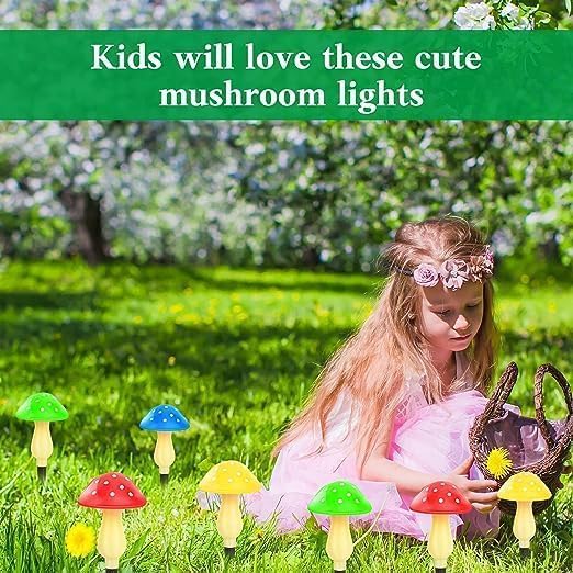 Generic Mushroom Solar Lights Outdoor, Waterproof Mushroom Landscape Lights 8 Lighting Modes Mushroom Garden Fairy | Lumora