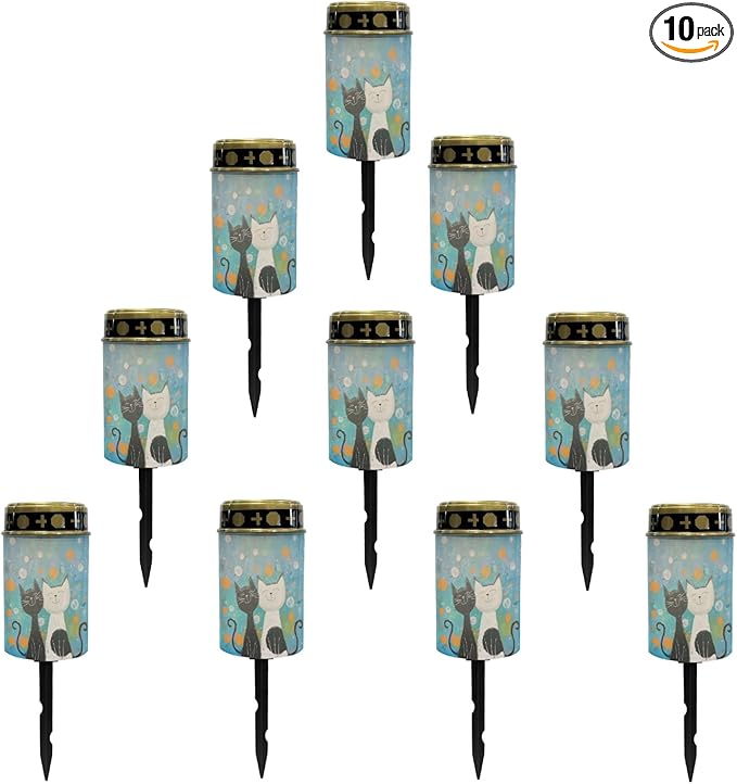 Cartoon Cat Solar Lights Outdoor Solar Garden Stake Lights Outdoor Powered Landscape Lighting Warm White LED Solar Lantern Solar Fairy Lights for Outside,Wall Light Auto On/Off