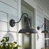 14in Outdoor Gooseneck Light Fixture for Porch, Large Exterior Barn Light with Wall Mount, Black Industrial | Lumora
