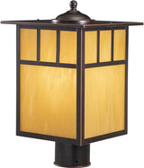 VAXCEL Mission 1L Bronze Outdoor Rectangle Post Light Honey Glass | Lumora