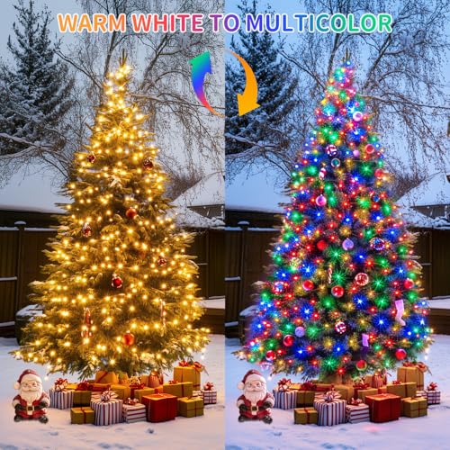 JMEXSUSS 200 LED Color Changing Christmas Lights, Warm White & Multicolor