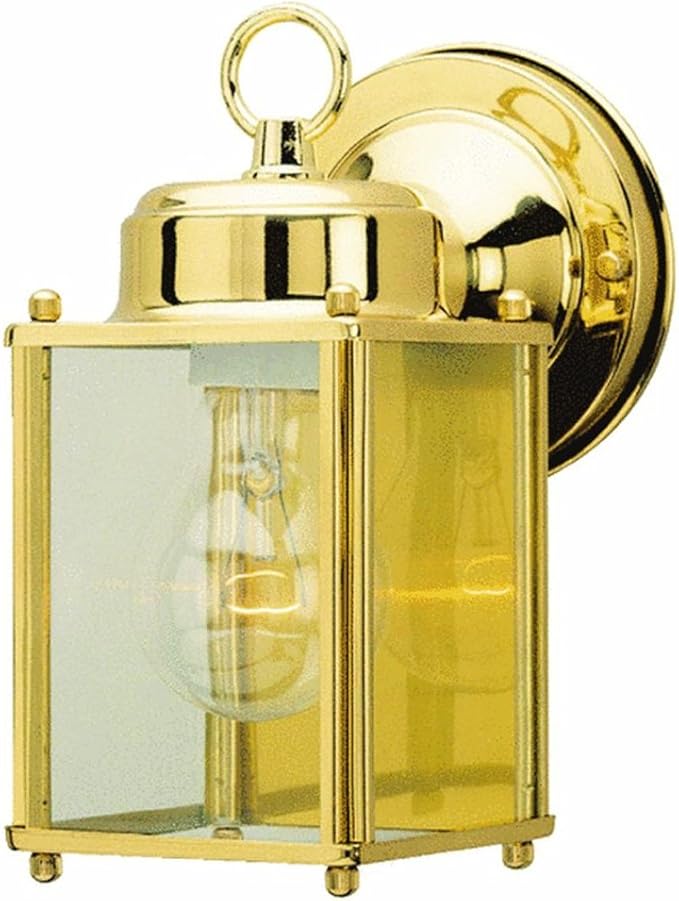 Westinghouse Lighting 6693600 One-Light Exterior Wall Lantern, Polished Brass Finish on Steel with Clear Glass | Lumora