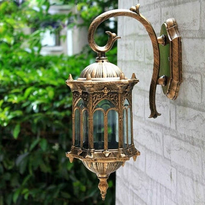 European Vintage Outdoor Wall Light,Retro Victorian Antique AlumiExpression artistique m Lantern,Transparent s Lampshade Waterproof Sconce for Garden Balcony Porch Exterior Landscape