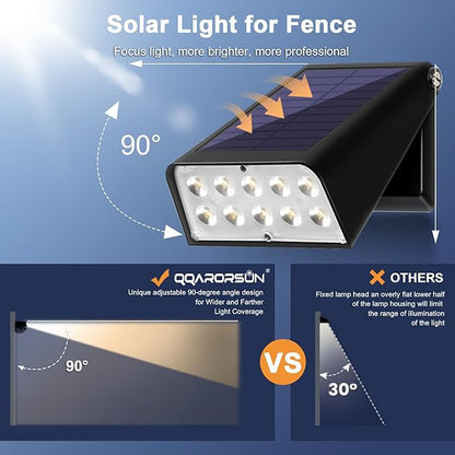 4 Pack Solar Fence Lights Outdoor Waterproof Led,6 Modes RGBW Color Changing,90° Adjustable Solar Powered Wall Lights Up and Down Waterproof IP65 for Porch Backyard Patio Pool Garden.