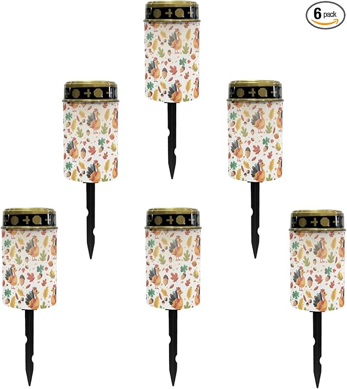 Autumn Turkey Solar Garden Lights Outdoor Waterproof Solar Pathway Lights Landscape Lighting Walkway Decorative Lights for Yard Patio Driveway Backyard Lights Outdoor