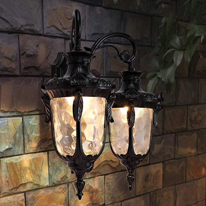 European Waterproof Outdoor Wall Light,2-Heads AlumiExpression artistique m Metal Victoria Sconce,E26 Minimalist | Lumora