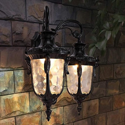 European Waterproof Outdoor Wall Light,2-Heads AlumiExpression artistique m Metal Victoria Sconce,E26 Minimalist Villa Courtyard Terrace Garden Exter l s Lantern Lamp,Gate Balcony Corrido