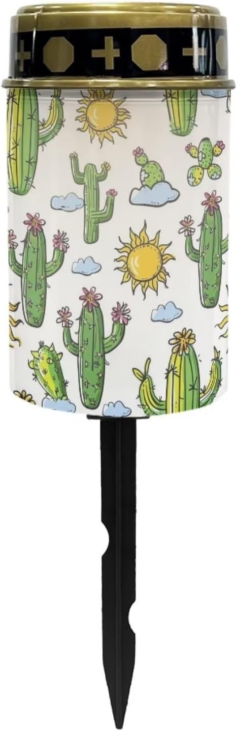 ZOUTAIRONG Solar Light for Cemetery Grave 4 Pack Solar Garden Lights Solar Lights Outdoor Garden Solar Pathway Lights Outdoor Cemetery Solar Lights for Grave Solar Lights Cactus