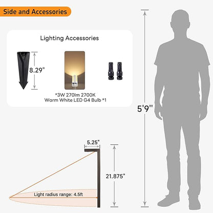 Gardenreet LED Pathway Lights Brass, 12V Landscape Path Lights Wired, Low Voltage Walkway Lights Outdoor Waterproof, L Shape Bronze for Backyard Garden with 3W 270LM 2700K G4 Bulb 8 Pack