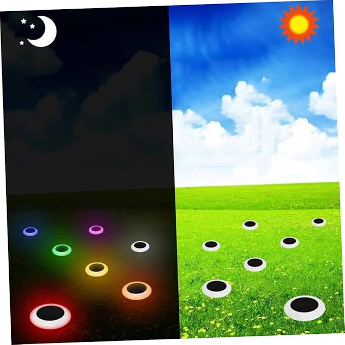 POPETPOP 2pcs Outdoor Solar Lights RGB Led Ground Plug Energy Efficient Garden Solar Light for Walkway