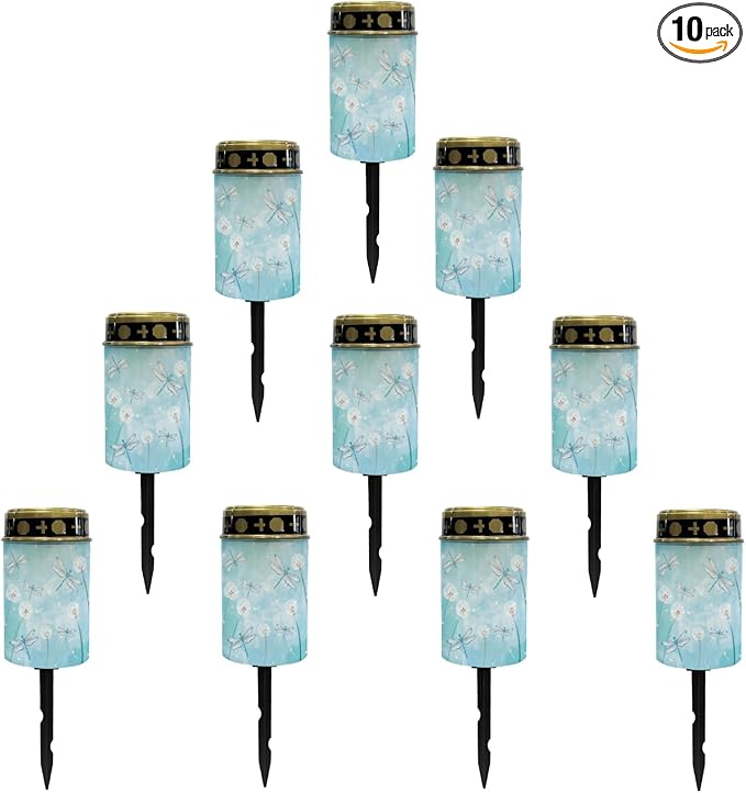 Solar Pathway Lights Outdoor,Taraxacum Mongolicum Solar Garden Lights Outdoor Waterproof Landscape Lighting for Yard,Dragonfly Blue Solar-Powered Fairy Lights