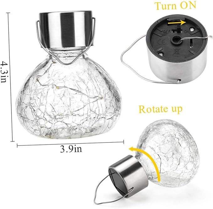 MERRYHAPY Solar Cracked Glass Ball Light Led Garden Landscape Lamp for Pathway Lighting Elegant Outdoor Decoration with Warm Glow Solar Powered and Easy to Install