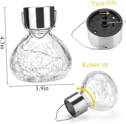 MERRYHAPY Solar Cracked Glass Ball Light Led Garden Landscape Lamp for Pathway Lighting Elegant Outdoor Decoration with Warm Glow Solar Powered and Easy to Install