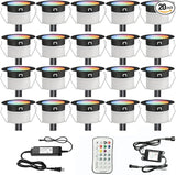 FVTLED Low Voltage Recessed RGBW Deck Light, 20pcs Φ1.22 RGB & Warm White Stainless Steel Waterproof Outdoor Step | Lumora
