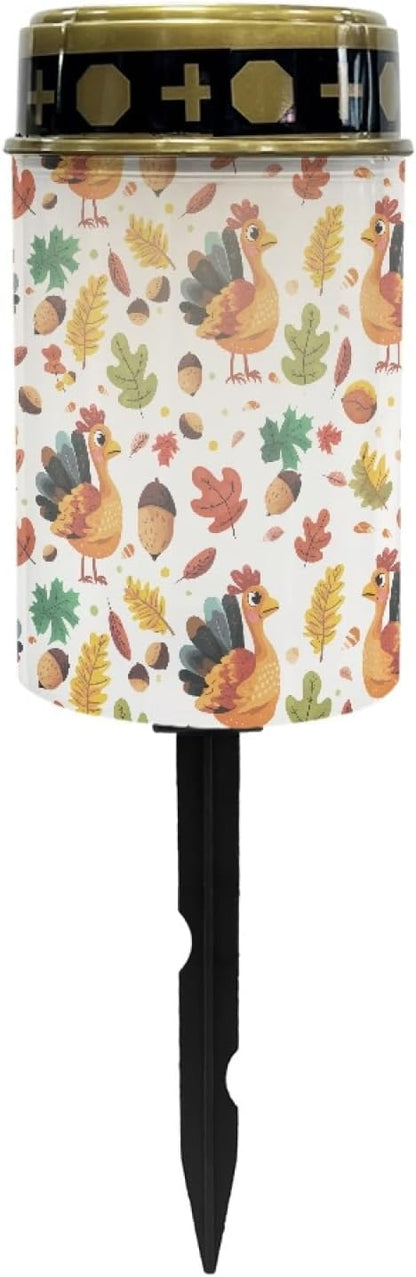 Autumn Turkey Solar Garden Lights Outdoor Waterproof Solar Pathway Lights Landscape Lighting Walkway Decorative Lights for Yard Patio Driveway Backyard Lights Outdoor