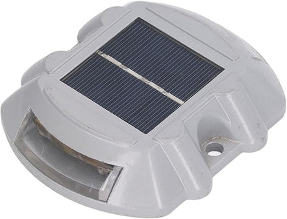 Solar Pathway Lights, Reflective Outdoor Lighting, Aluminum, Long Lasting Bright Illumination for Driveways, Gardens, Patios (Red Light)