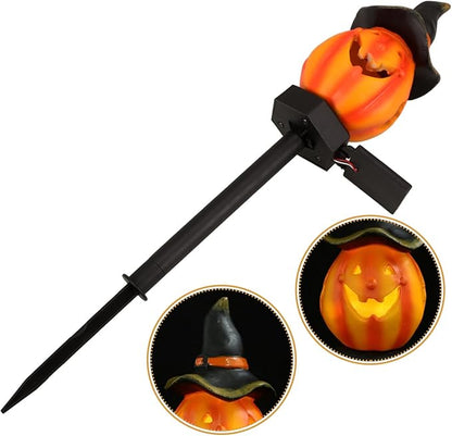 PRETYZOOM Halloween Solar Lantern Pumpkin Light for Garden Decor Pathway Stake Lamp Unique Design for Outdoor Halloween Party and Decoration